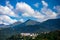 Majestic mountains landscape under morning sky with clouds. Overcast sky before storm. Carpathian, Ukraine, Europe