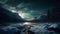 Majestic mountains meet galactic Milky Way scenery generated by AI