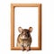 Majestic Mouse Portrait In Wooden Frame On White Background