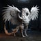 Majestic mythical creature griffin with imposing wings
