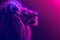 Majestic Neon Purple Lion Portrait. Generative ai