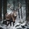 Majestic Noble Deer in Winter Wonderland