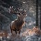 Majestic Noble Deer in Winter Wonderland