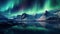 Majestic Northern Lights Illuminating Mountain Landscape at Night AI Generated
