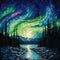 Majestic Northern Lights in Mosaic Art Style