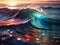 Majestic Ocean Wave With Stunning Sunset in the Background Created With Generative AI Technology