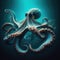 Majestic octopus swims through the ocean, with sunlight