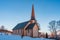 Majestic old church standing atop a mountain near Toten, Norway