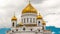 Majestic orthodox Cathedral of Christ Saviour close up view Timelapse, Russia