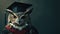 a majestic owl adorned in a graduation gown and mortarboard, exuding scholarly elegance and poise as it partakes in a