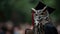 a majestic owl adorned in a graduation gown and mortarboard, exuding scholarly elegance and poise as it partakes in a