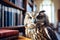 Majestic Owl in Library, AI Generated
