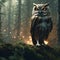 Majestic Owl in the Rainy Forest
