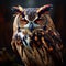 Majestic Owl - A Striking Portrait Against a Dark Background