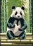 Majestic Panda Vector Illustration Bamboo Forest Wildlife