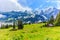 Majestic panoramic view of Eiger, Monch, Jungfrau mountains from Murren-Gimmelwald trail, Swiss alps, Bernese Oberland, Berne