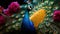 Majestic peacock displays vibrant colors in nature beauty generated by AI