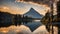 Majestic Peak Bathed in Morning Light by Tranquil Lake