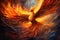 Majestic Phoenix bird in fire. Generate Ai