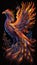 majestic phoenix bird made up of vibrant, fiery colors and swirling patterns smartphone phone original fantasy unique background