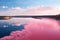 Majestic Pink lake view. Generate Ai