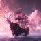 Majestic pirate ship in the ocean water. Beautiful illustration picture. Generative AI