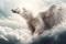 Majestic Polar Bear Soars Through the Sky with Powerful Wings. Generative AI