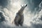 Majestic Polar Bear Soars Through the Sky with Powerful Wings. Generative AI