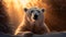 A majestic polar bear stands tall under the soft sunlight. Generative AI