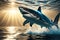 Majestic Predator: Shark Captured in High-Quality Photo with 3D Render Effect