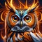 majestic presence of the owl with the intense energy of the fiery walls.