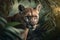 Majestic Puma in the jungle close up shot, gerative AI