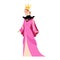 Majestic queen in pink dress and gold crown,