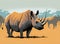 Majestic Rhino in the Open Field - Vector Illustration