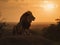 The Majestic Roar of a Lion in the Savannah Sunset