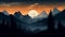 Majestic Rocky Mountain Silhouette Landscape