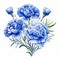 Majestic Romanticism: Blue Carnation Watercolor Painting And Vector Design