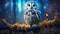 Majestic Ruler: Owl\\\'s Commanding Presence over the Forest at Sunset. Generative AI