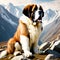 Majestic Saint Bernard Enjoying a Winter\'s Nap in the Alps