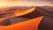 Majestic sand dunes ripple in the African sunset generated by AI