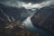 Majestic scenery: aerial delight at aurlandsfjord, norway