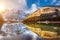 Majestic scenery of famous lake Braies (Pragser Wildsee). National park Fanes-Sennes-Braies, Italy, Europe