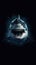 Majestic Shark Swimming in a Dark Background AI Generated