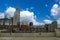 A majestic shot of the skyscrapers and the office buildings in the cityscape with blue sky and powerful clouds in Nashville