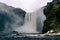 Majestic skogafoss waterfall in Iceland winter time