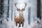 Majestic solitude Deer in a winter forests snow covered field