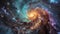 Majestic spiral galaxy amidst colorful cosmic clouds