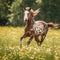 Majestic Spotted Horse Galloping in Sunny Meadow