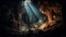 Majestic stalactites and stalagmites in underground grotto generative AI