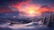 Majestic sunrise in the winter mountains landscape in evening .
